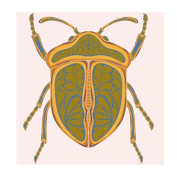 un escarabajo con un estampado diseño en sus espalda vector