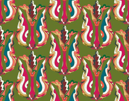 a green and red pattern with a wave design