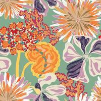 a floral. pattern with many different flowers vector