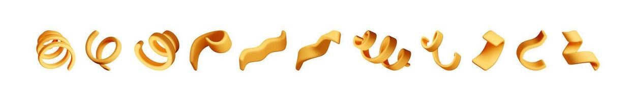 Various 3d golden orange abstract shapes vector
