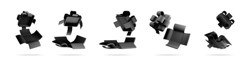 Black ribbon shapes for creative design vector