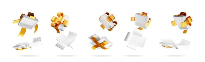 Floating gift boxes with ribbons vector