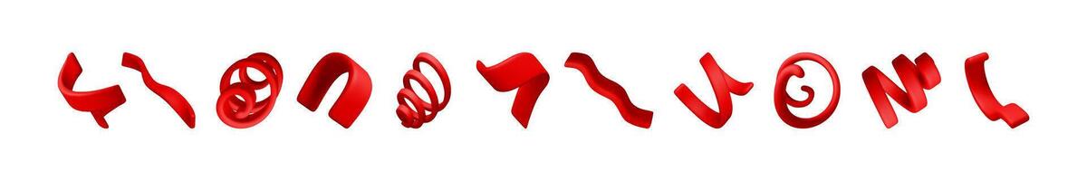 3d abstract red flowing shapes vector