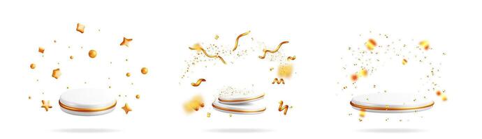 Animated golden elements on white background vector