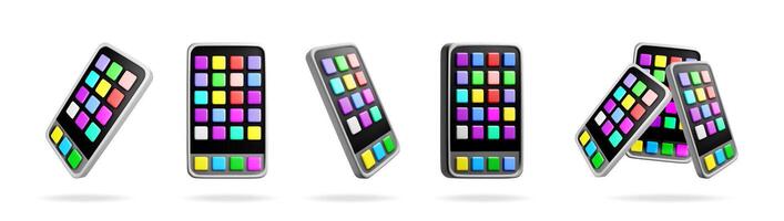 Colorful mobile phones in motion vector