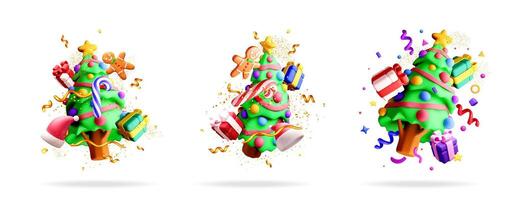 Christmas tree with festive decorations vector