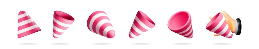 Set of red and white striped party poppers vector