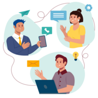 Illustration of team work communication for business development concept png