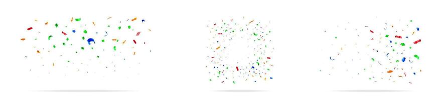 Set of 3d falling curly ribbons and confetti vector