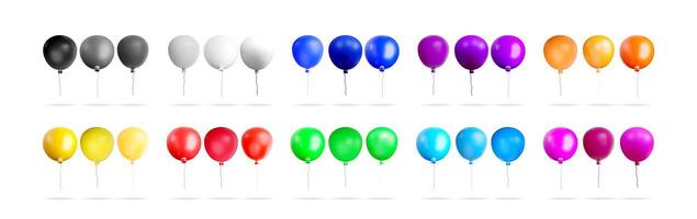 Set of realistic 3d colorful balloons vector