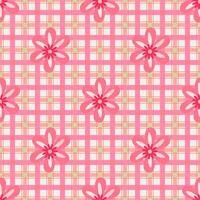 A charming floral pattern on a delicate pink plaid background vector