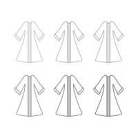 Minimalist Abaya Line Art, Traditional Modest Wear Icon Set vector