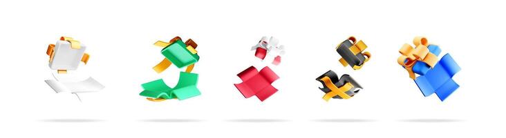 Set of 3d open gift boxes vector