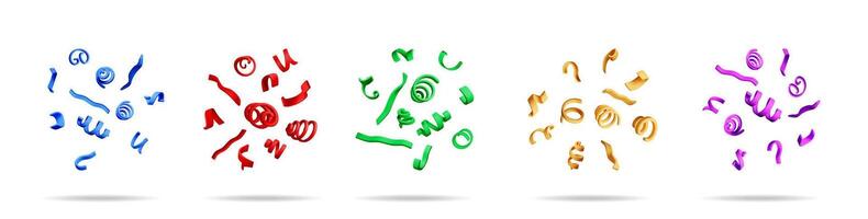 3d stock set collection of falling confetti vector