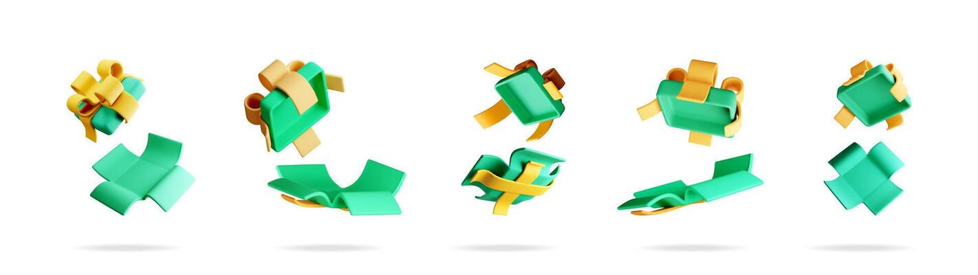 Green gift box with yellow ribbon bows