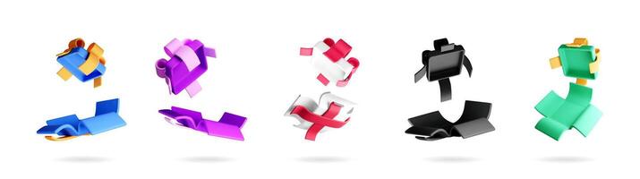 3d collection of opened gift box vector
