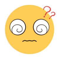 A yellow emoji with a confused face in a circle with a question icon. png
