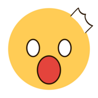 Yellow emoticon with shocked mouth open and shocked png