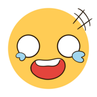 A yellow emoji with a laughing face and tears in its eyes png