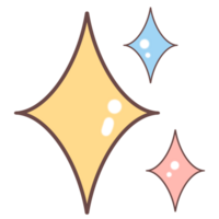 Cartoon sparkling icons with three different colors. png