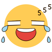 A yellow emoji with a funny face that makes you cry, along with a 555 laugh icon. png
