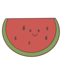 Watermelon cut in half with smiling face on transparent background png