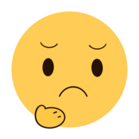 A yellow emoji with a confused face and a hand scratching its chin. png