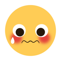 A yellow emoji with a shy and worried face, sweating. png