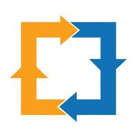 Orange and blue arrows forming a square loop vector