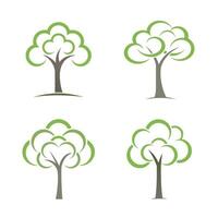 Stylized trees green foliage brown trunks abstract design nature vector