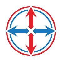 Red blue arrows circle direction movement vector