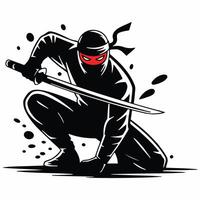 ninja with red eyes and black mask vector