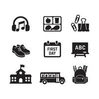School and Educational Icon set silhouette on a white background vector