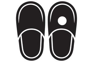 Black silhouette icon of slipper for comfortable home footwear, casual style and indoor shoe designs vector