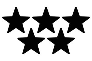 Five star silhouette icon for rating, quality, and review concepts in black and white design vector