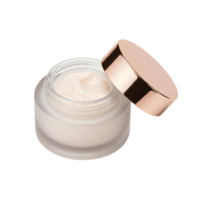 Luxury Open Face Cream Jar with Rose Gold Metallic Cap Isolated png