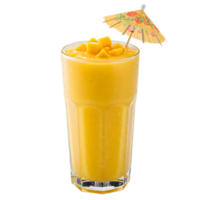 Mango Smoothie in Tall Glass with Umbrella Garnish isolated png