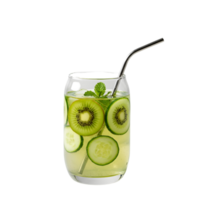 pepino Lima e kiwi coquetel com gelo e Palha isolado png
