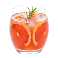 Orange Sparkling Soda Slanted Edge Highball Glass with fizzy orange slices isolated png