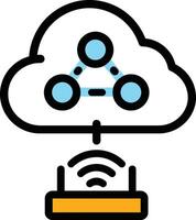 Cloud Computing Network Connected to a Wireless Router vector
