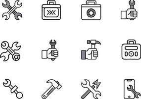 Hand Tools and Mobile Device Repair Icon Set vector