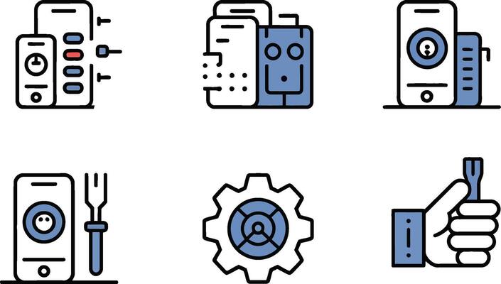 Color Line Icons for Mobile Performance and App Tools