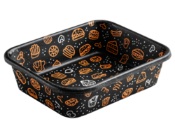 Decorative Food Container with Colorful Fast Food Illustrations png