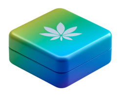 Colorful Square Box with Abstract Gradient and Leaf Symbol Design png