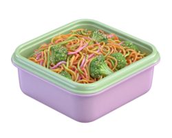 Colorful Vegetable Noodles in Square Container for Healthy Meal Prep png