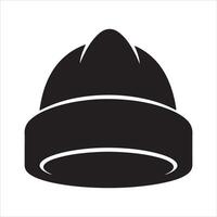 Simple black beanie hat icon with clean lines and minimalist design vector