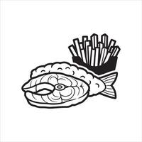 Classic fish and chips meal with golden fried fish and crispy fries vector