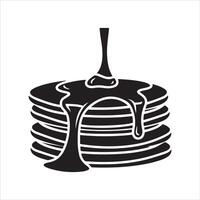 Stylized black and white staple of pancakes drizzled with syrup vector