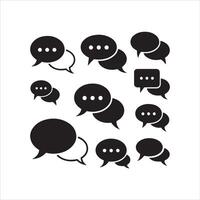 Collection of black speech bubbles with ellipses indicating conversation vector
