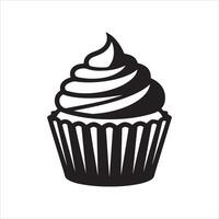 Classic black and white cupcake design with swirled frosting vector